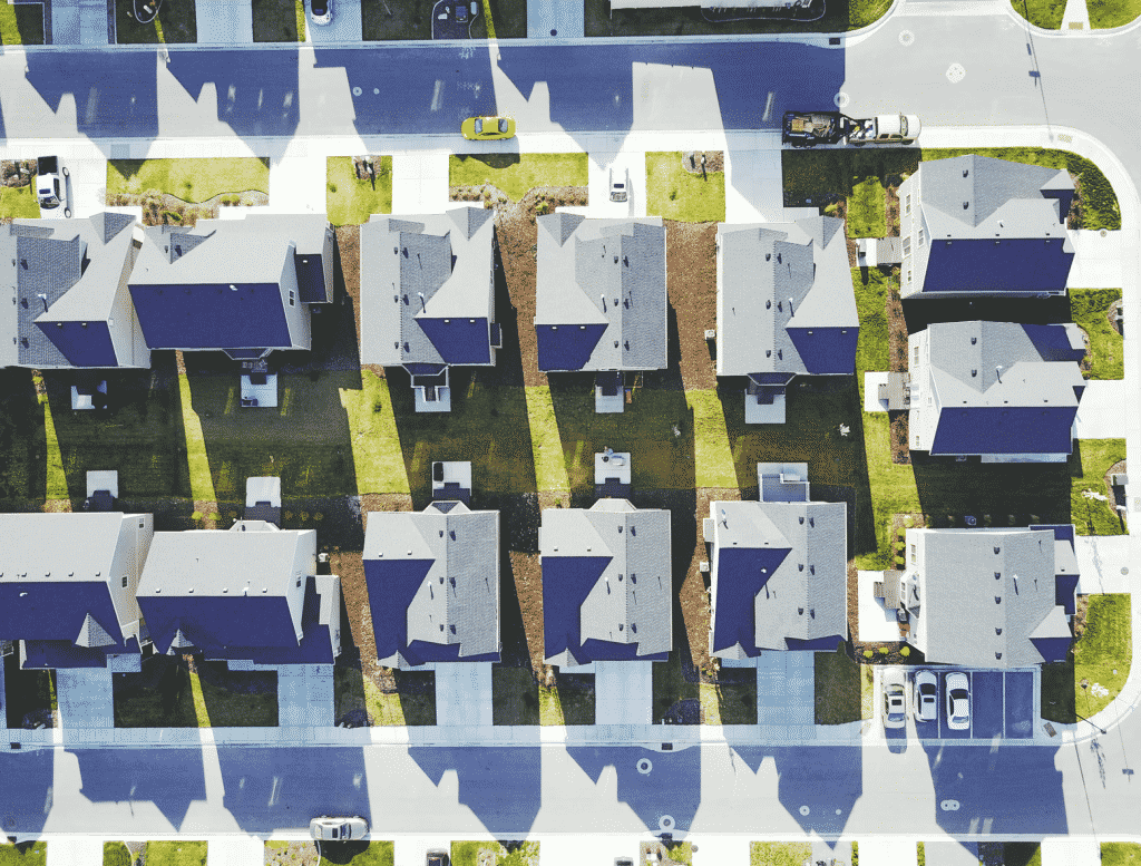 Bird’s eye view of a residential neighborhood