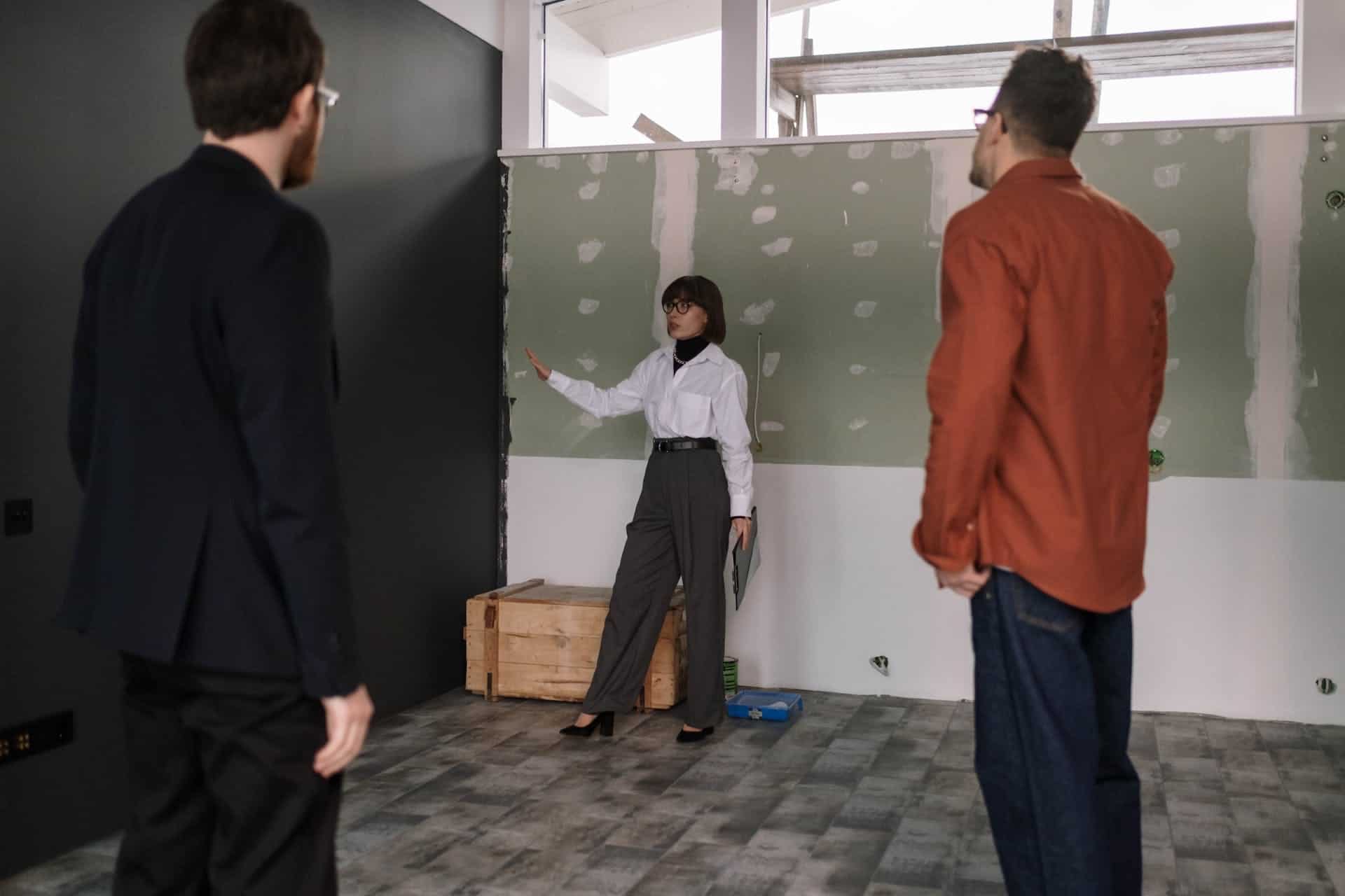 people discussing a commercial property renovation