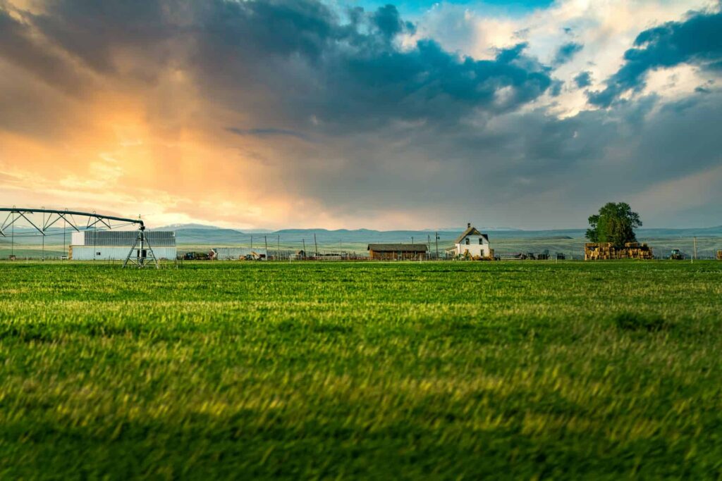 the view of buildings on rural land