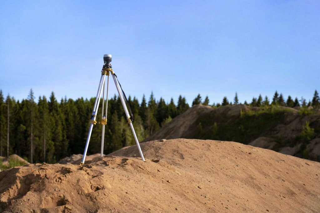 Survey tool on a rocky mountain