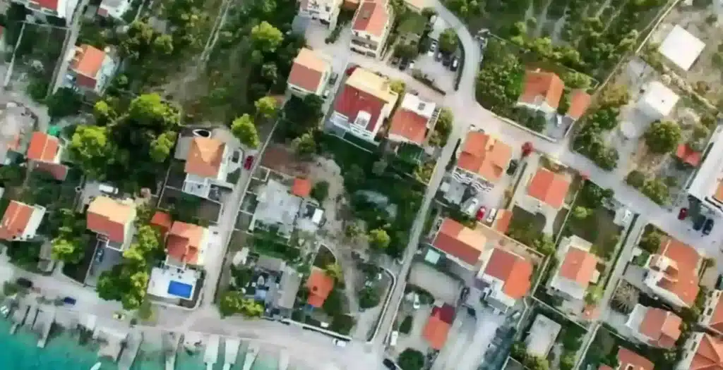high angle view of residential buildings