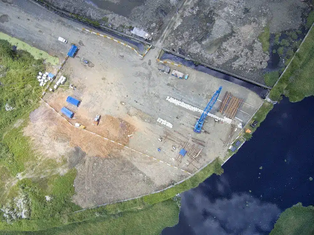 aerial shot of a construction site