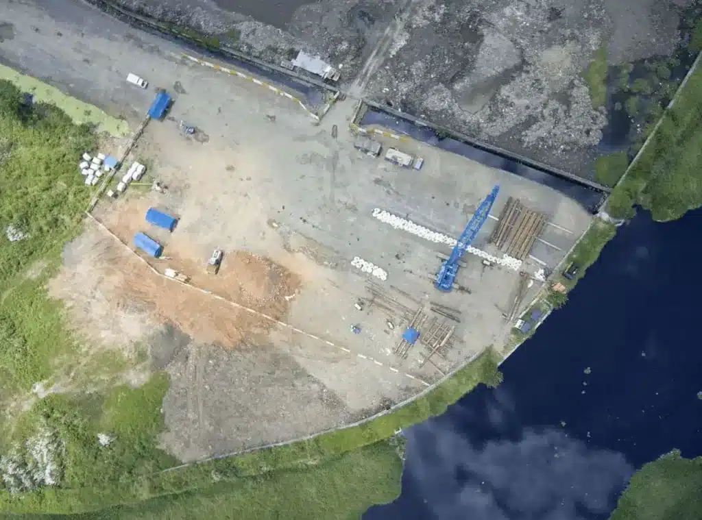 aerial shot of a construction site