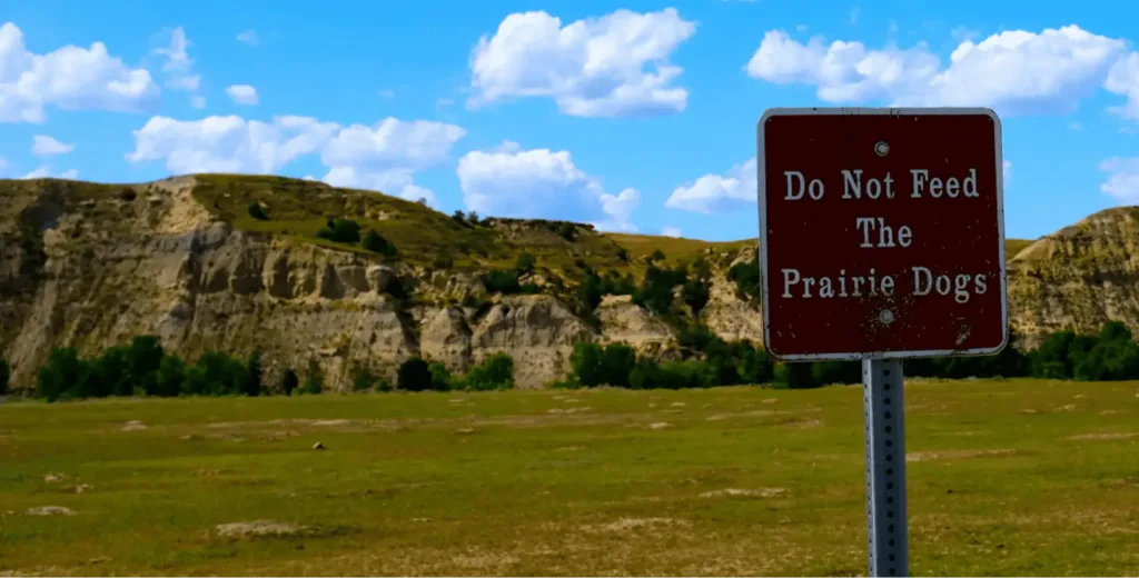 do not feed prairie dogs sign in national park