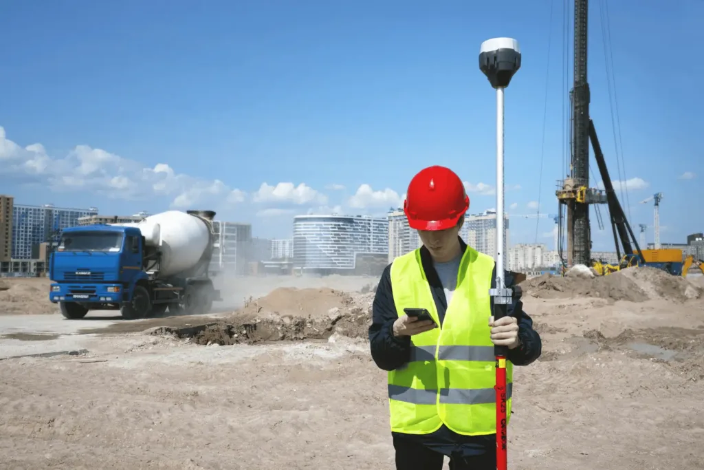 man doing commercial land survey