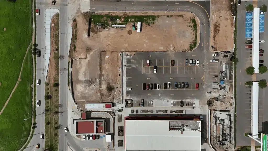 A commercial land development site ready for construction staking
